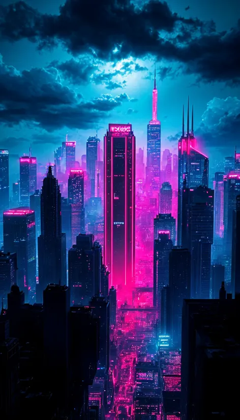 Dystopian, skyline, cyberpunk