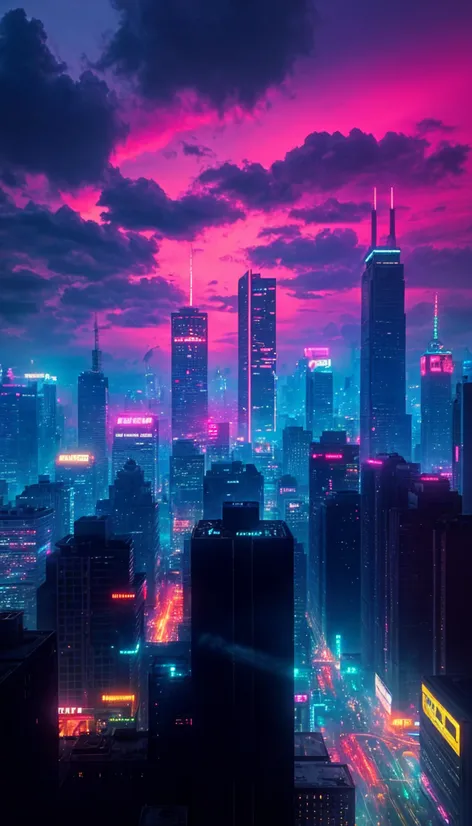 Dystopian, skyline, cyberpunk