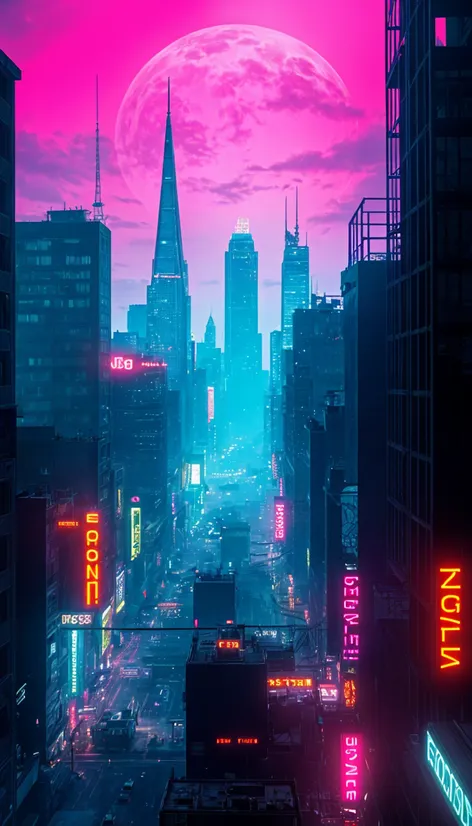 Dystopian, skyline, cyberpunk