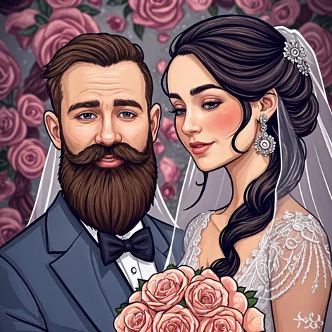 wedding couple bearded brown