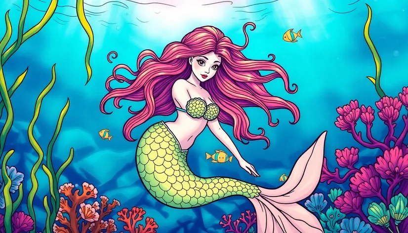 beautiful detailed mermaid coloring