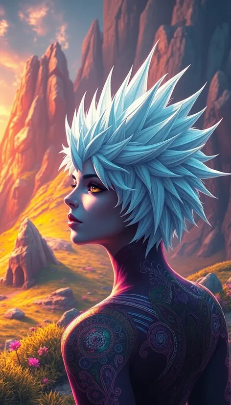 white spiky hair