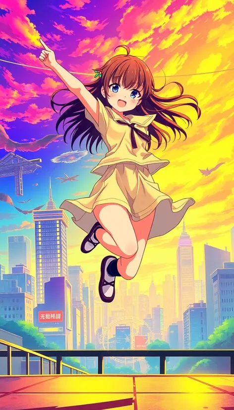 anime girl jump pose