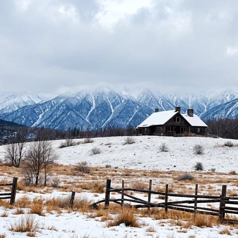 ranch with snow and