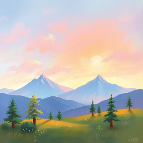 bob ross sunset painting