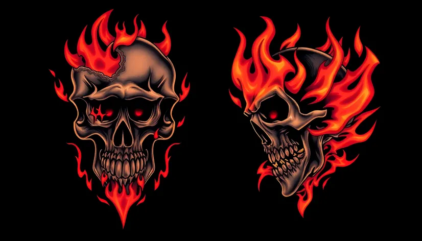 skull and flame tattoo