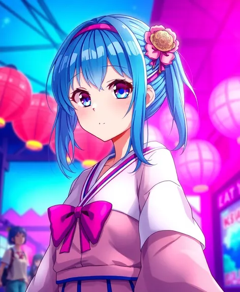 blue hair anime girl