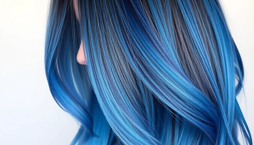 black to blue balayage