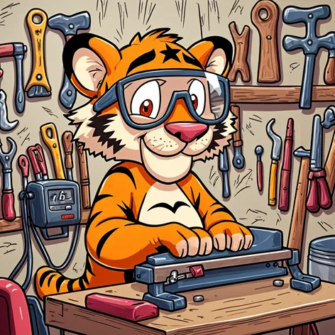 cartoon tiger wearing safety