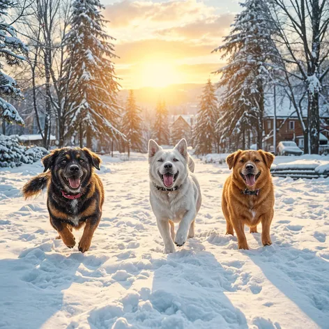 happy dogs playing in