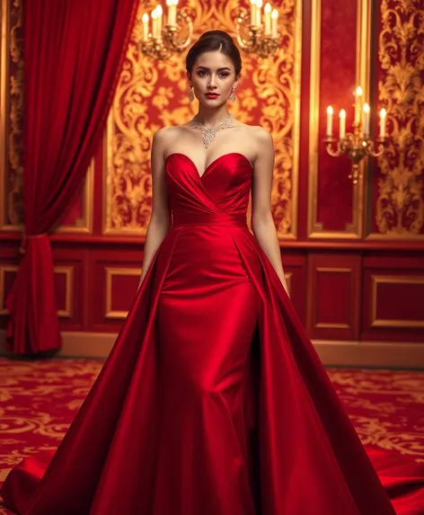 red gown bridesmaid