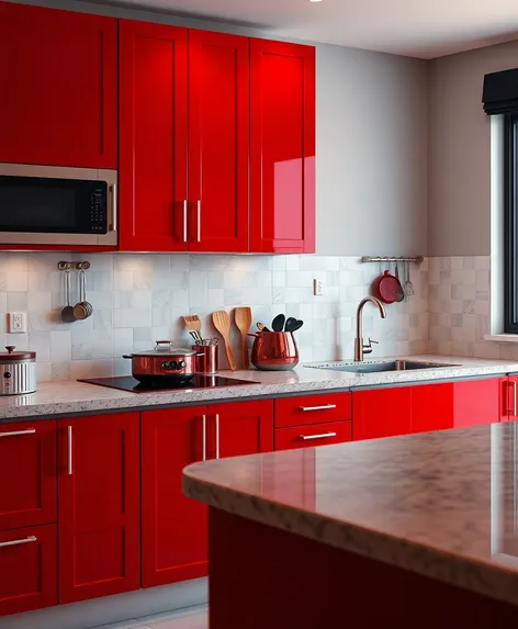 red kitchen cabinets