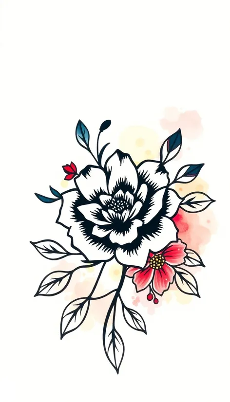 floral tattoo stencil