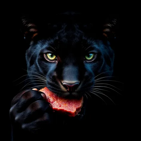 black panther eating