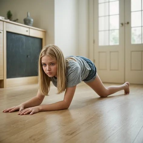 Teenage girl, long blonde