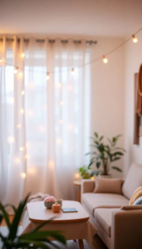 string lights in apartment