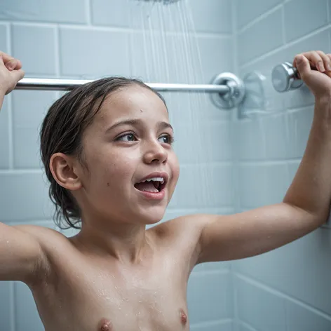 female child in shower