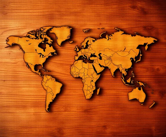 wooden world map