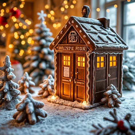 TARDIS gingerbread and wintery