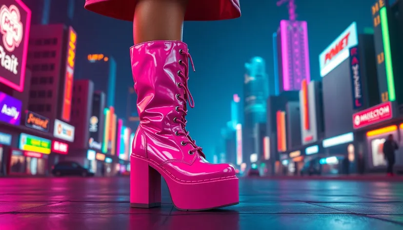 pink platform boots