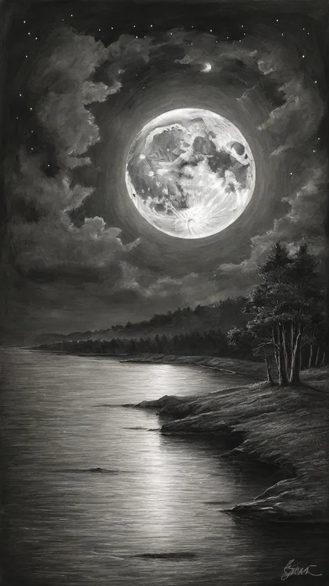 full moon drawing