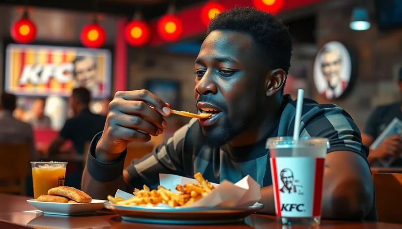 black man eating kfc