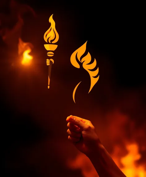 person holding torch logo