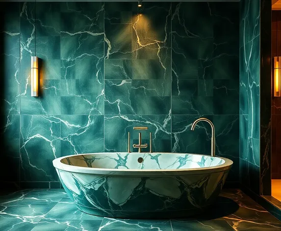 green marble bath