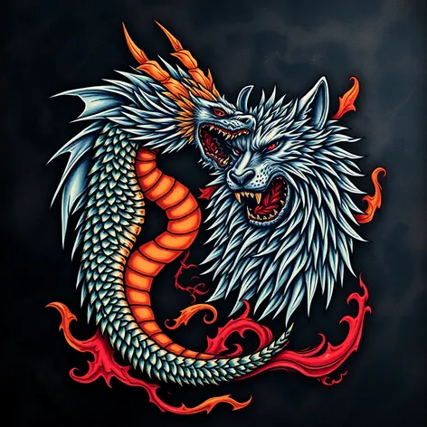 dragon and wolf tattoo