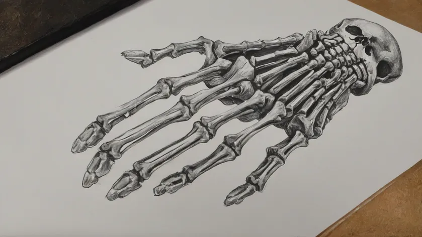 skeleton hand drawing