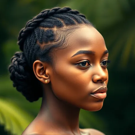 black hair braid bun