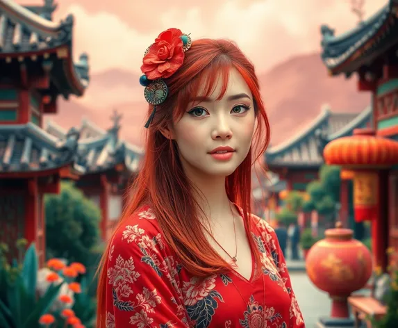 red hair asian