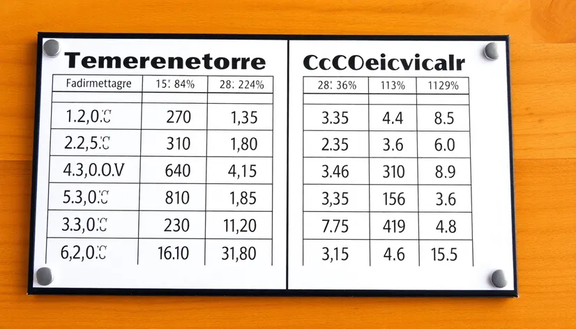 tabla de grados fahrenheit