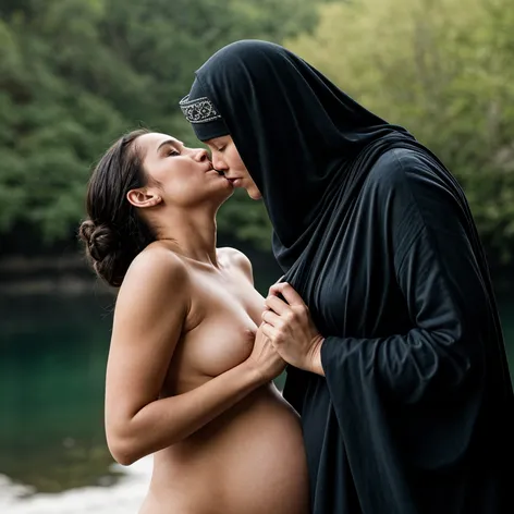 Two naked pregnant niqabi
