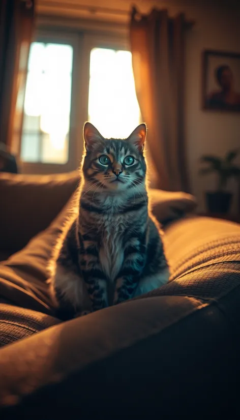 cat sitting on sofa