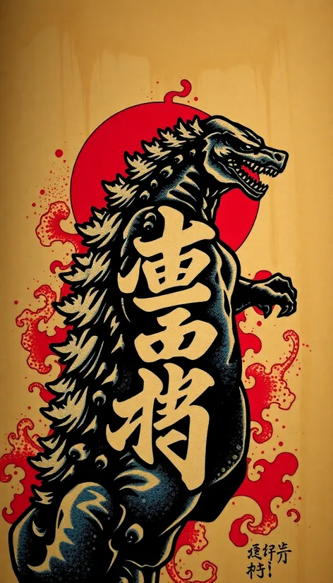 godzilla kanji tattoo