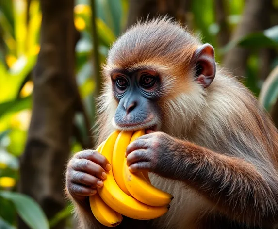 fat monkey eating bananas