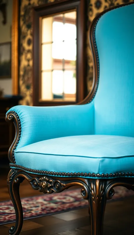 sky blue antique chair