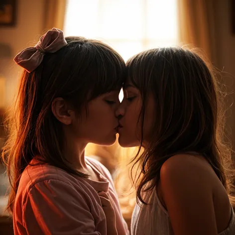 2 young girls kissing