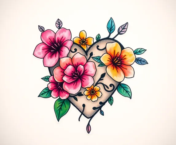 tattoo heart with flowers