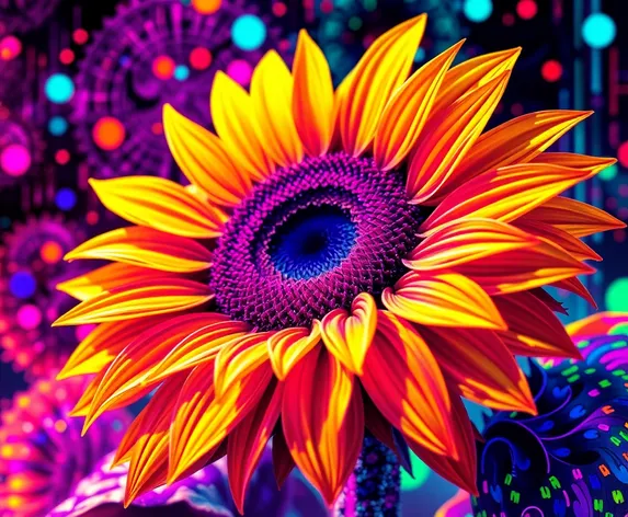 psychedelic glitch sunflower