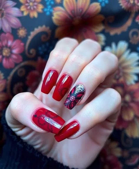 dark red nail designs