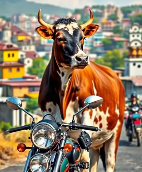 cow on motorcycle