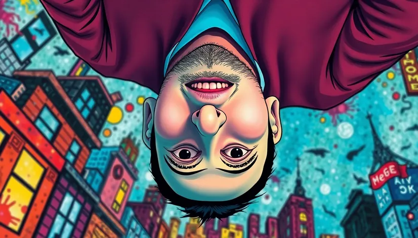 upside down face man