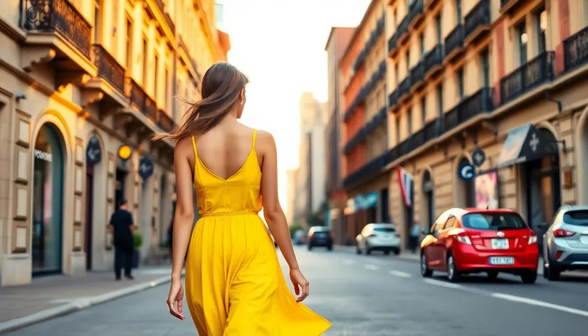 woman posing walking down