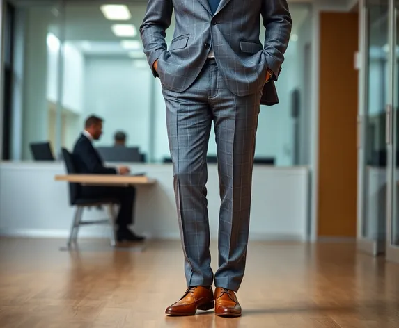 grey suit brown shoes