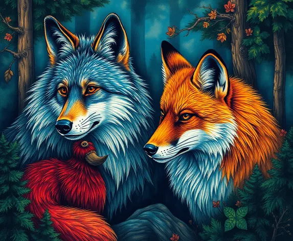 wolf and fox art