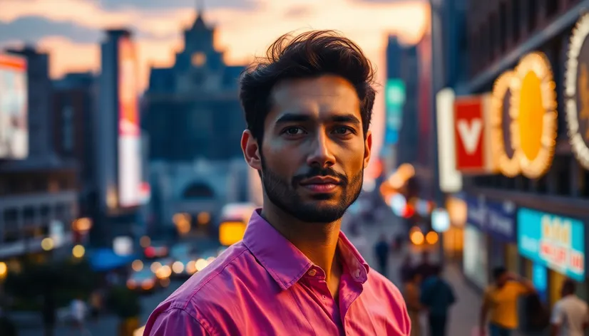 man with pink shirt