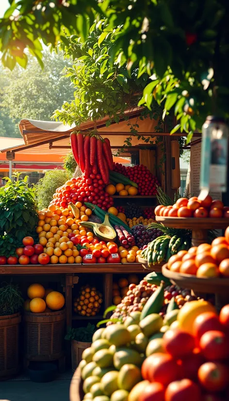 fruit stand greenery