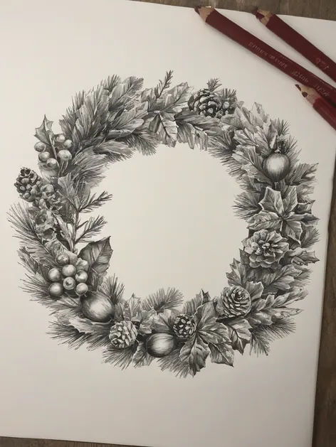 christmas wreath drawing